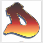 Letter D - vlammen Sticker (Vel)