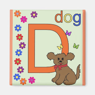 "Letter D" voor Dog Children's Magnet Magneet