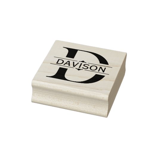 letter D | Zwart siersplit monogram Rubberstempel (Stempel)