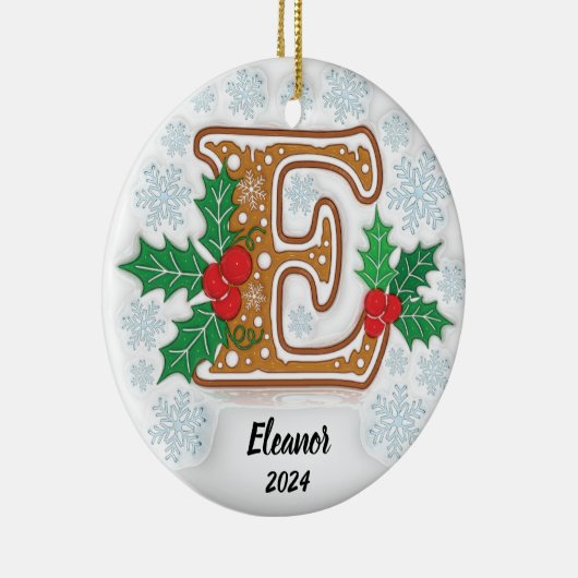 Letter E Aangepaste kerst Keramisch Ornament (Rechts)