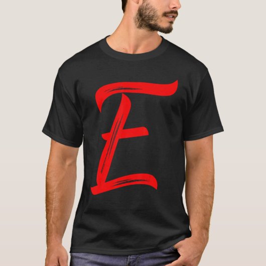 Letter E Alphabet Large Red Graphic Initial T-shirt (Voorkant)