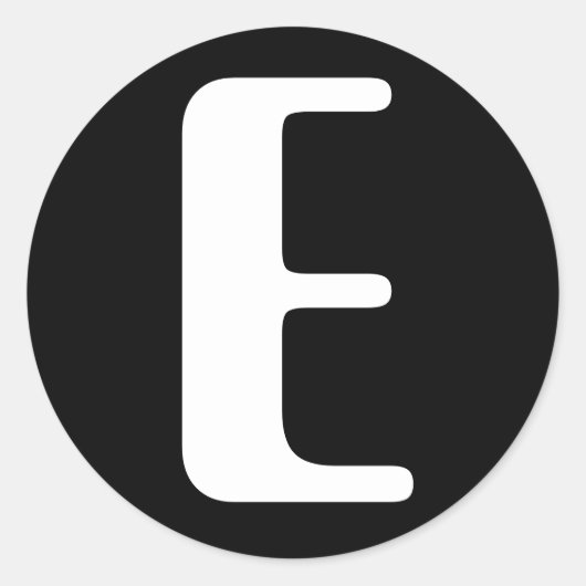 Letter E Amelia Alphabet van Janz Black Ronde Sticker (Voorkant)