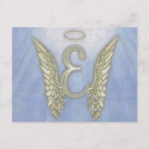 Letter E Angel Monogram Briefkaart