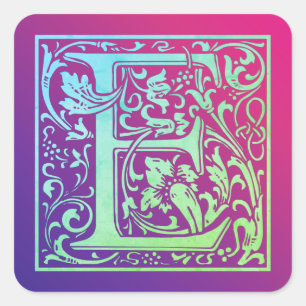 Letter E Colorful  Eerste Letter-gradiënt Vierkante Sticker