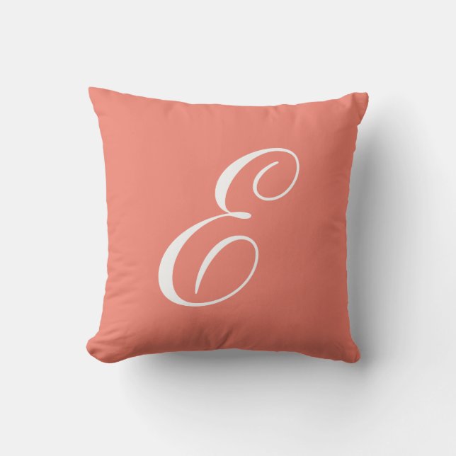 Letter E Coral Monogram Pillow Kussen (Voorkant)