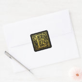 Letter E Eerste letter Faux Gold Zwart Vierkante Sticker (Envelop)