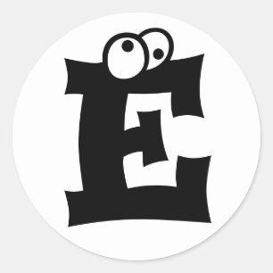 Letter E Eyeballs Alphabet van Janz White Ronde Sticker