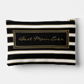 Letter E Floral Monogram Zwart Wit Goud Strepen Etui (Achterkant)