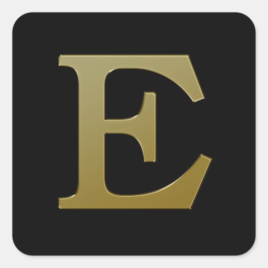 Letter E Gold Square Sticker (Voorkant)
