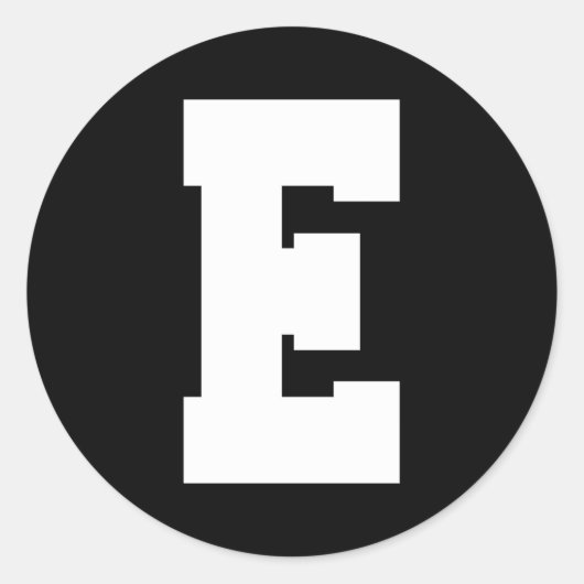 Letter E hoofdalfabet Ronde Sticker (Voorkant)