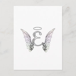 Letter E Initiaal Monogram met Angel Wings & Halo Briefkaart