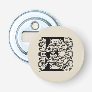 Letter E Keltische knoop  Monogram Button Flesopener