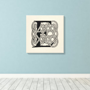 Letter E Keltische knoop Monogram Canvas Afdruk