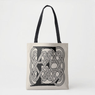 Letter E Keltische knoop Monogram Draagtas