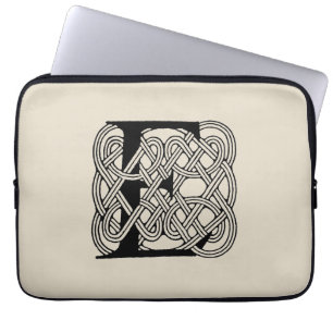 Letter E Keltische knoop Monogram Laptop Sleeve