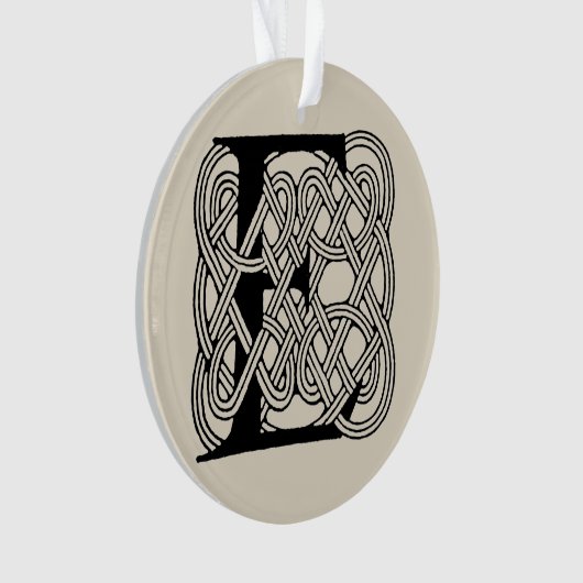 Letter E Keltische knoop Monogram Ornament (voorkant)