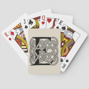 Letter E Keltische knoop  Monogram Pokerkaarten