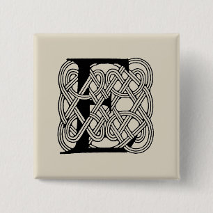 Letter E Keltische knoop Monogram Vierkante Button 5,1 Cm