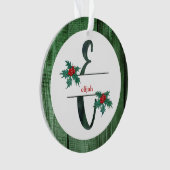 *~* Letter E-kerstfoto Rustic Wood AP44 Ornament (voorkant)
