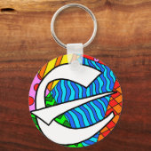 Letter E Kleurrijke Doodles Sleutelhanger (Achterkant)