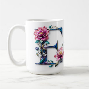 Letter E Koffie Mok – Bloemontwerp voor Gifting