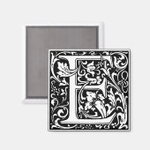 Letter E Medieval Monogram Initiaal Magneet (Voorkant / Achterkant)