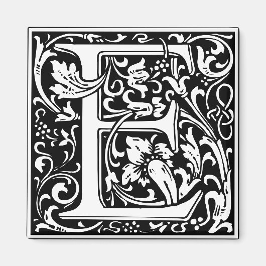Letter E Medieval Monogram Initiaal Magneet (Voorkant)