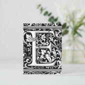 Letter E Middeleeuws Monogram Art Nouveau Briefkaart (Staand voorkant)
