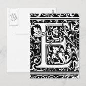 Letter E Middeleeuws Monogram Art Nouveau Briefkaart (Voorkant / Achterkant)
