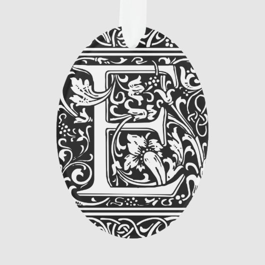 Letter E Middeleeuws Monogram Art Nouveau Ornament (achterkant)