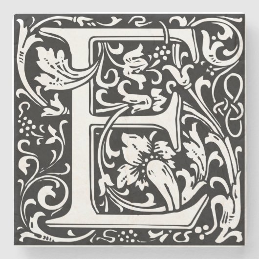 Letter E Middeleeuws Monogram Art Nouveau Stenen Onderzetter (Voorkant)