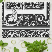 Letter E Middeleeuws Monogram Art Nouveau Theedoek (Gevouwen)