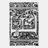 Letter E Middeleeuws Monogram Art Nouveau Theedoek (Verticaal)