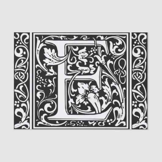 Letter E Middeleeuws Monogram Art Nouveau Tissuepapier (Voorkant)