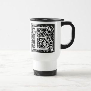 Letter E Middeleeuwse Monogram Art Nouveau Reisbeker
