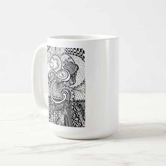 Letter E Mok, Art van Elizabeth Sampson Coffee Mok (Voorkant links)