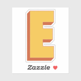 Letter E Monogram, Bold 3D Type Font Initial  Sticker