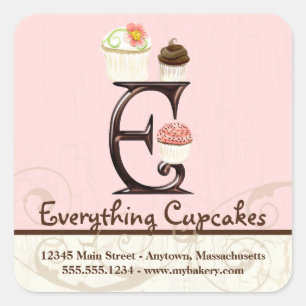 Letter E Monogram Cupcake Logo Zakelijke Stickers