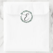 Letter E Monogram Minimalistische Botanische Blad  Ronde Sticker (Tas)