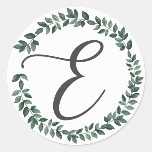 Letter E Monogram Minimalistische Botanische Blad  Ronde Sticker (Voorkant)