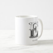 Letter E Monogram Moderne naam Koffie Mok (Voorkant rechts)
