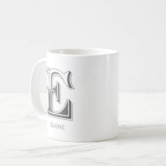 Letter E Monogram Moderne naam Koffie Mok (Voorkant links)