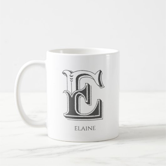 Letter E Monogram Moderne naam Koffie Mok (Links)