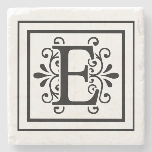Letter E Monogram Stone Onderzetters (Voorkant)