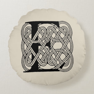 Letter E Monogram Vintage Keltische Knoopprint Rond Kussen