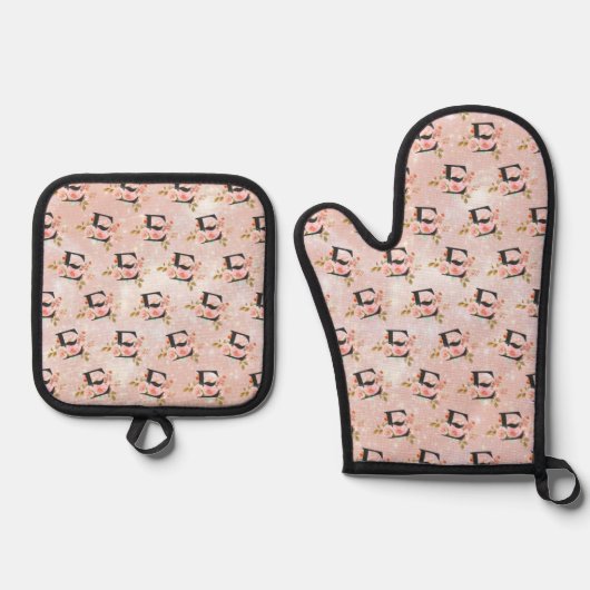 Letter E Oven Mitt & Pot Holder Set (Voorkant)