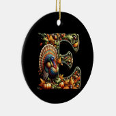 Letter E Thanksgiving style gift Keramisch Ornament (Rechts)