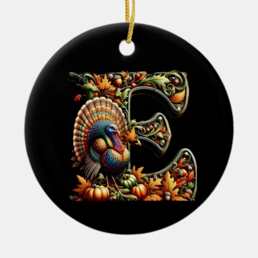 Letter E Thanksgiving style gift Keramisch Ornament (Voorkant)