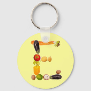 letter "E" van groenten en fruit Sleutelhanger