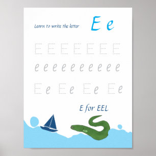 Letter E Volgposter voor Kinderen Poster